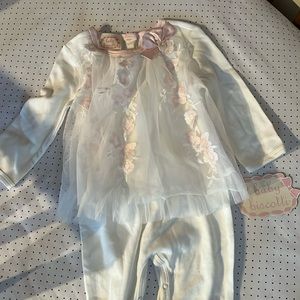 Baby Biscotti   White and pink one piece brand new with tags 6-9 month